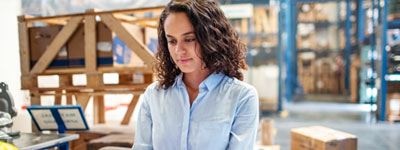 Woman in a warehouse