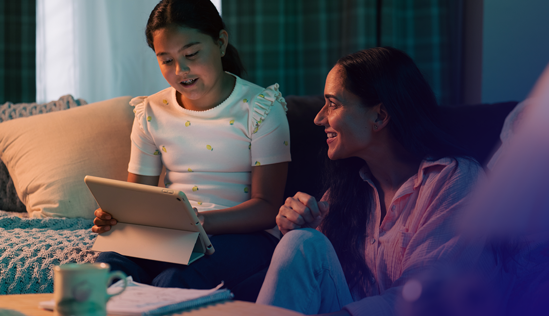 mother and daughter doing homework