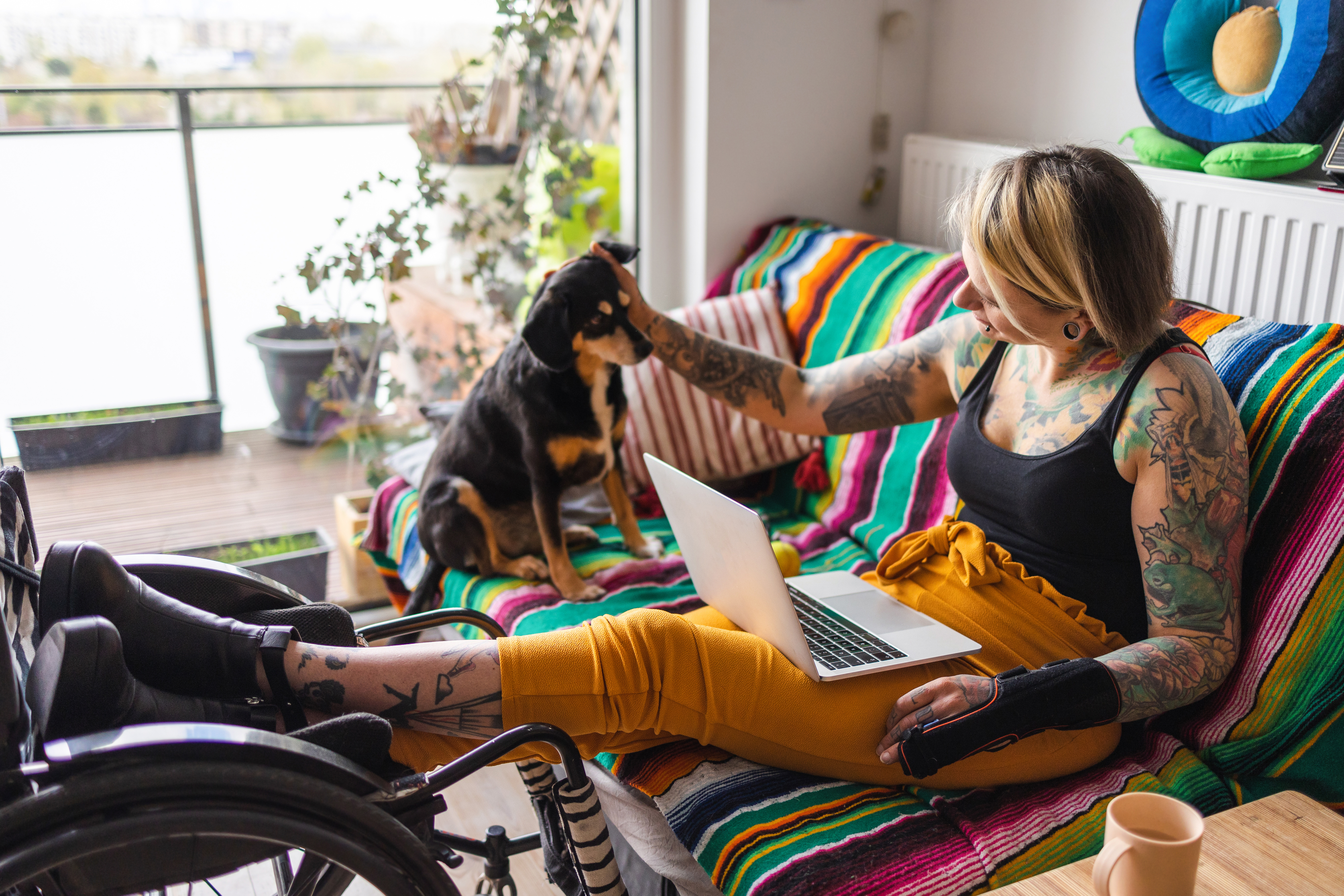 Girl on couch with dog