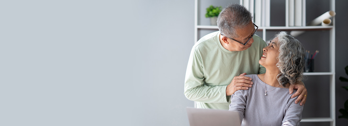 Couple using computer