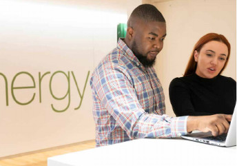 People working on a computer
